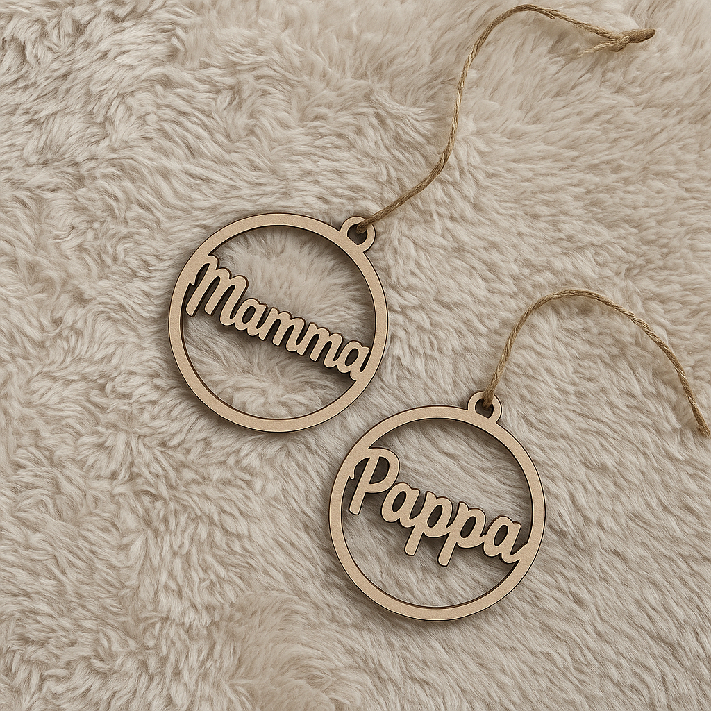 Mamma / Pappa – personlig julepynt i tre