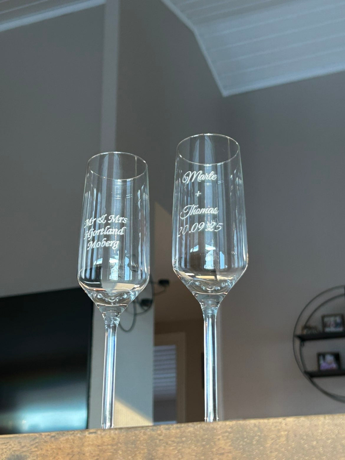 Champagneglass med gravering