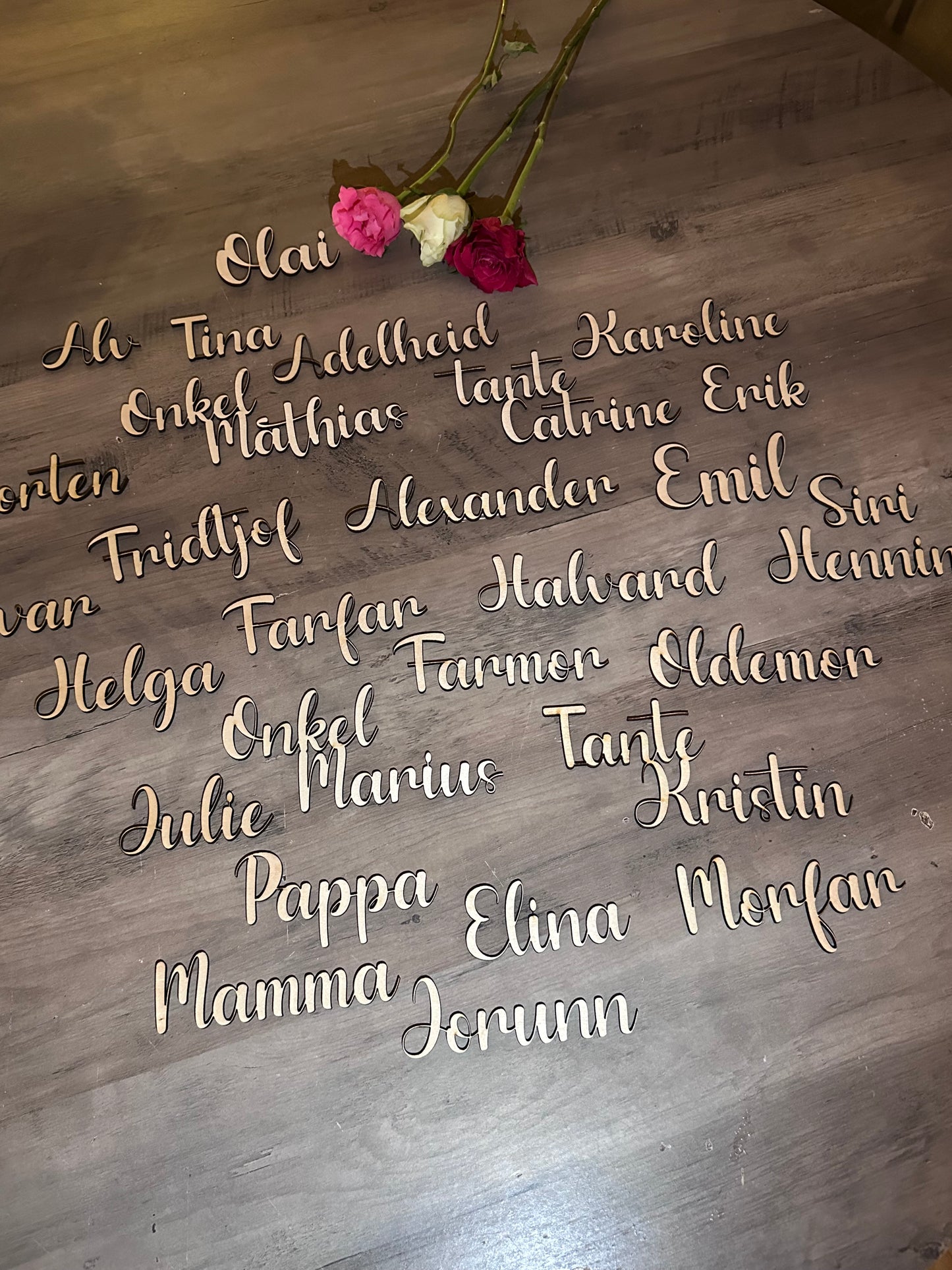 Bordkort i tre - Personlig navn