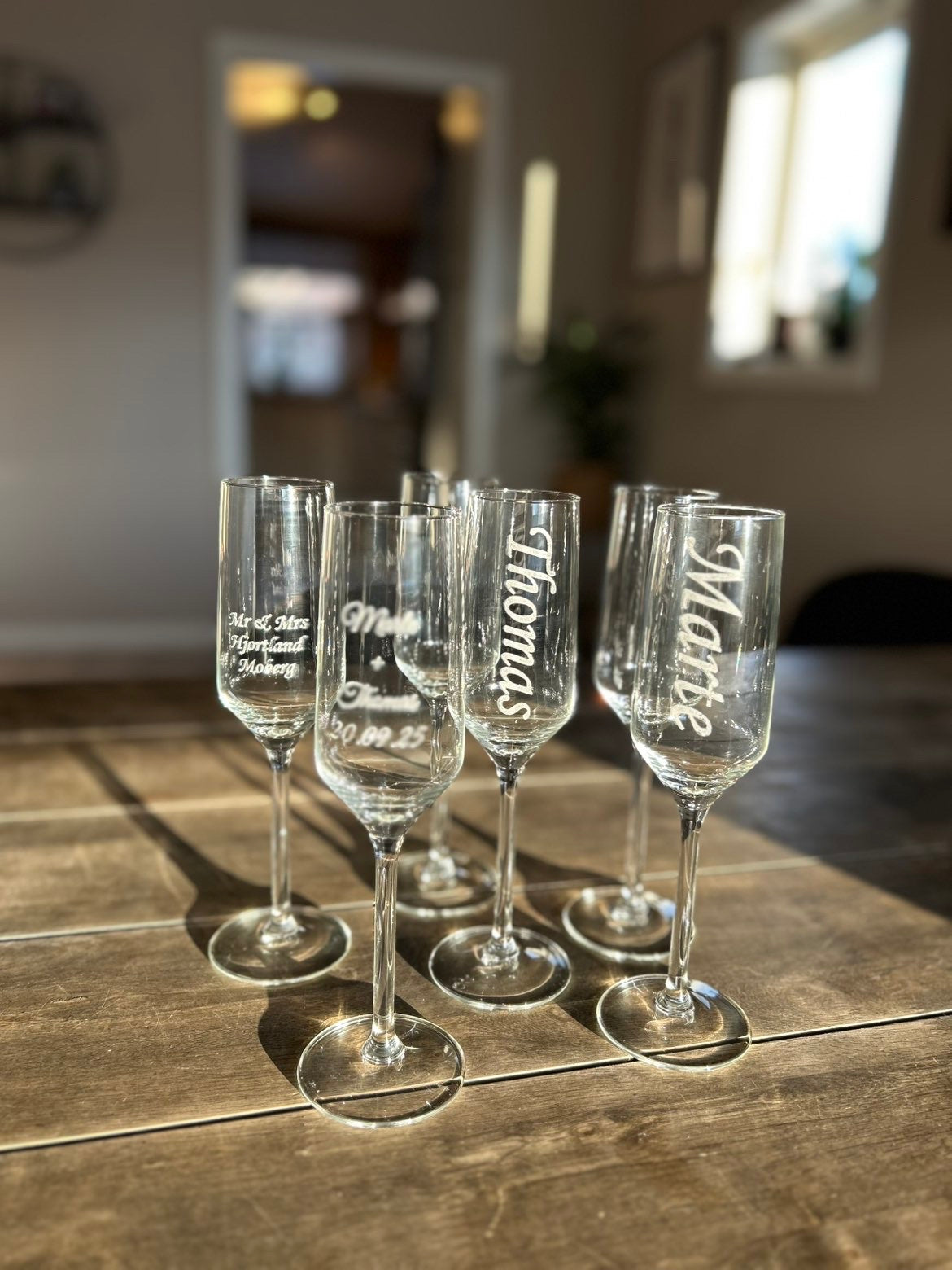 Champagneglass med gravering