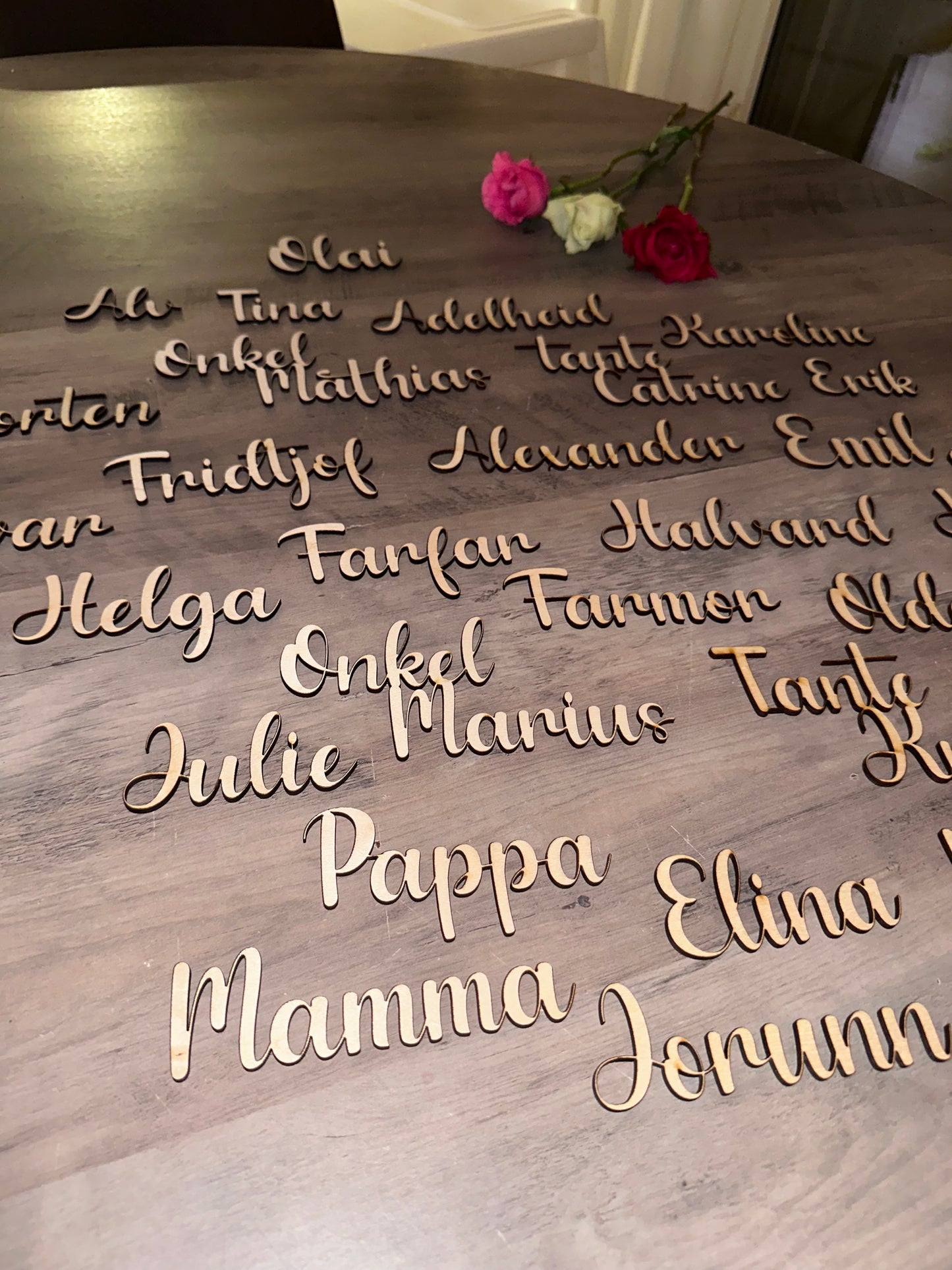 Bordkort i tre - Personlig navn