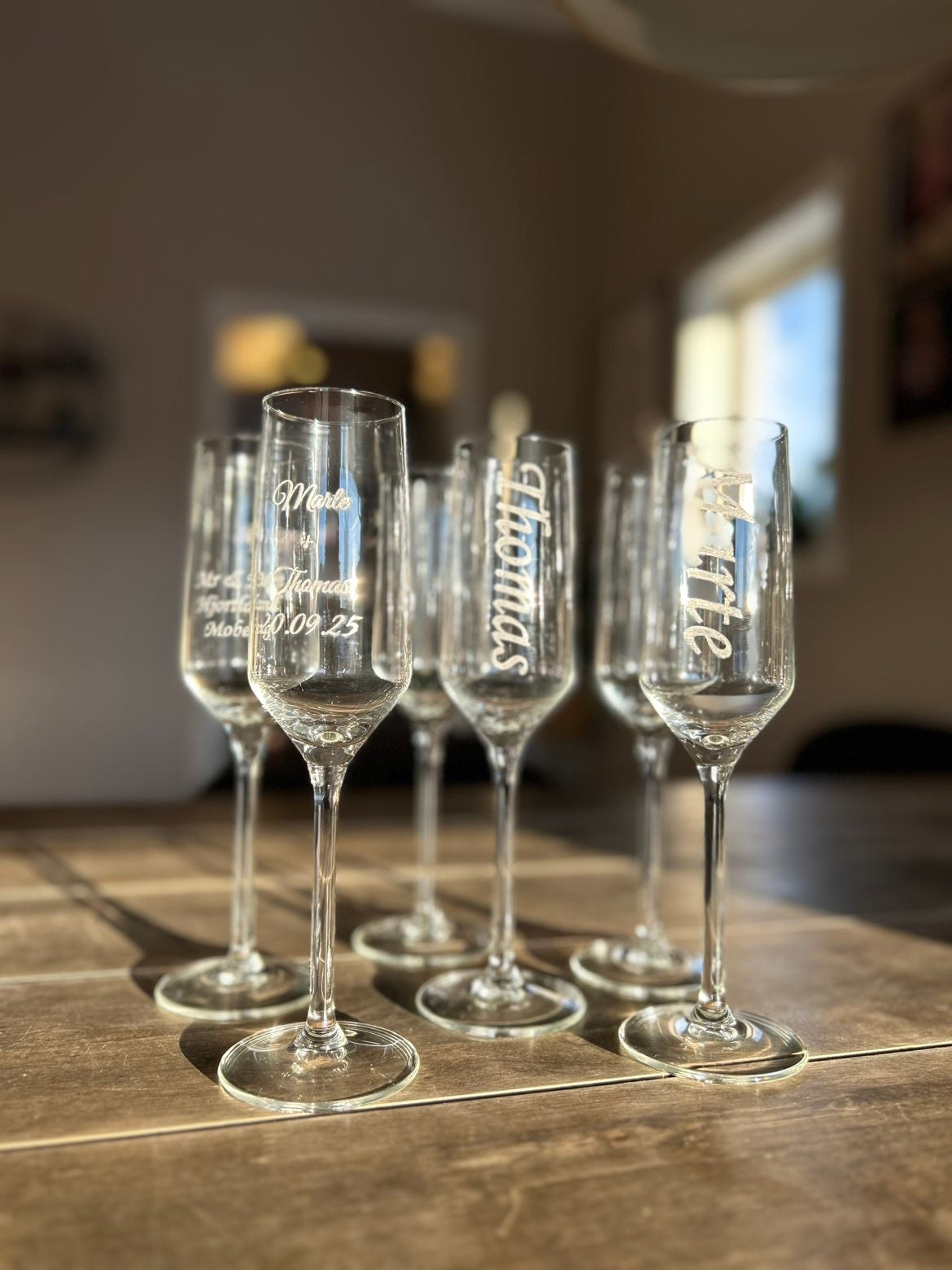 Champagneglass med gravering