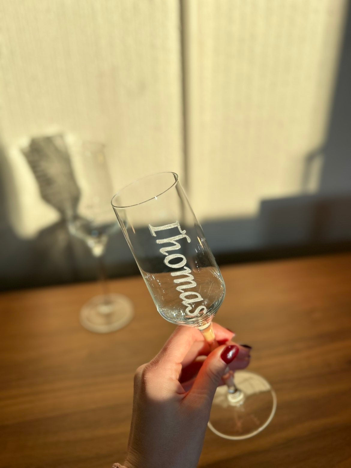 Champagneglass med gravering