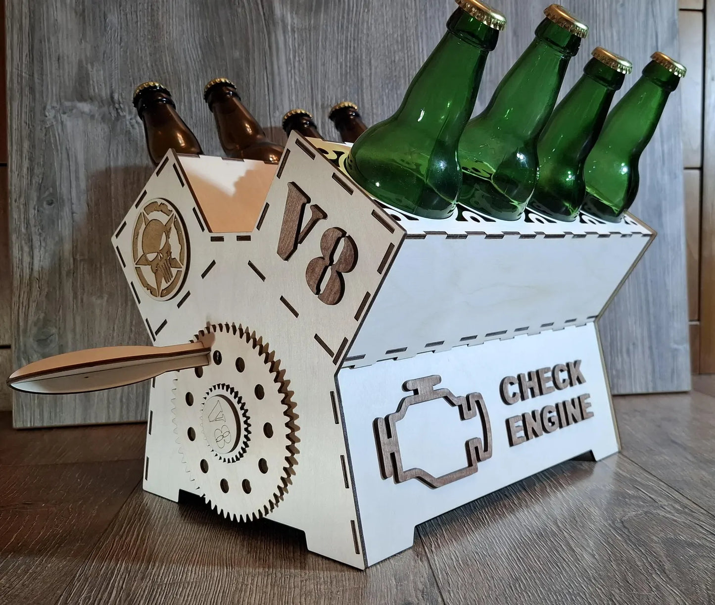 V8 Motor - Ølkasse i tre