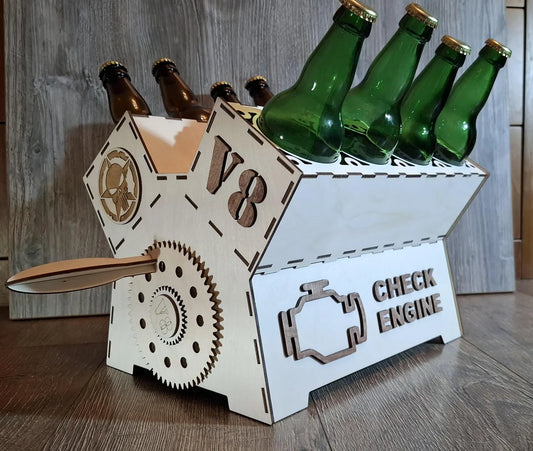 V8 Motor - Ølkasse i tre